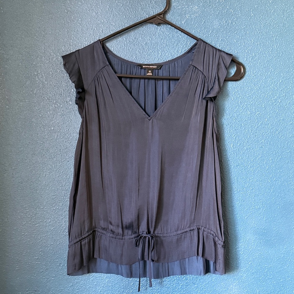 Silky Satin Blue Women's Blouse